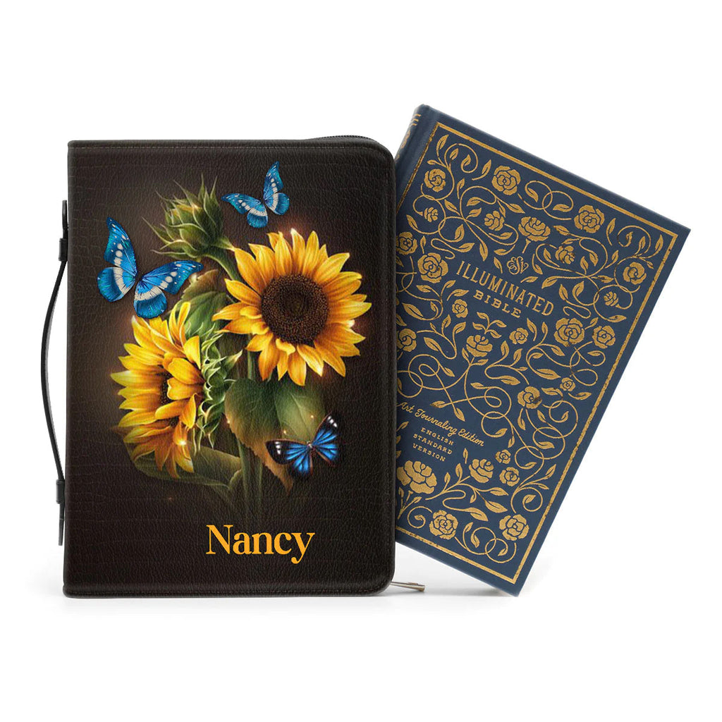 Personalized Sunflower & Butterfly Bible Cover