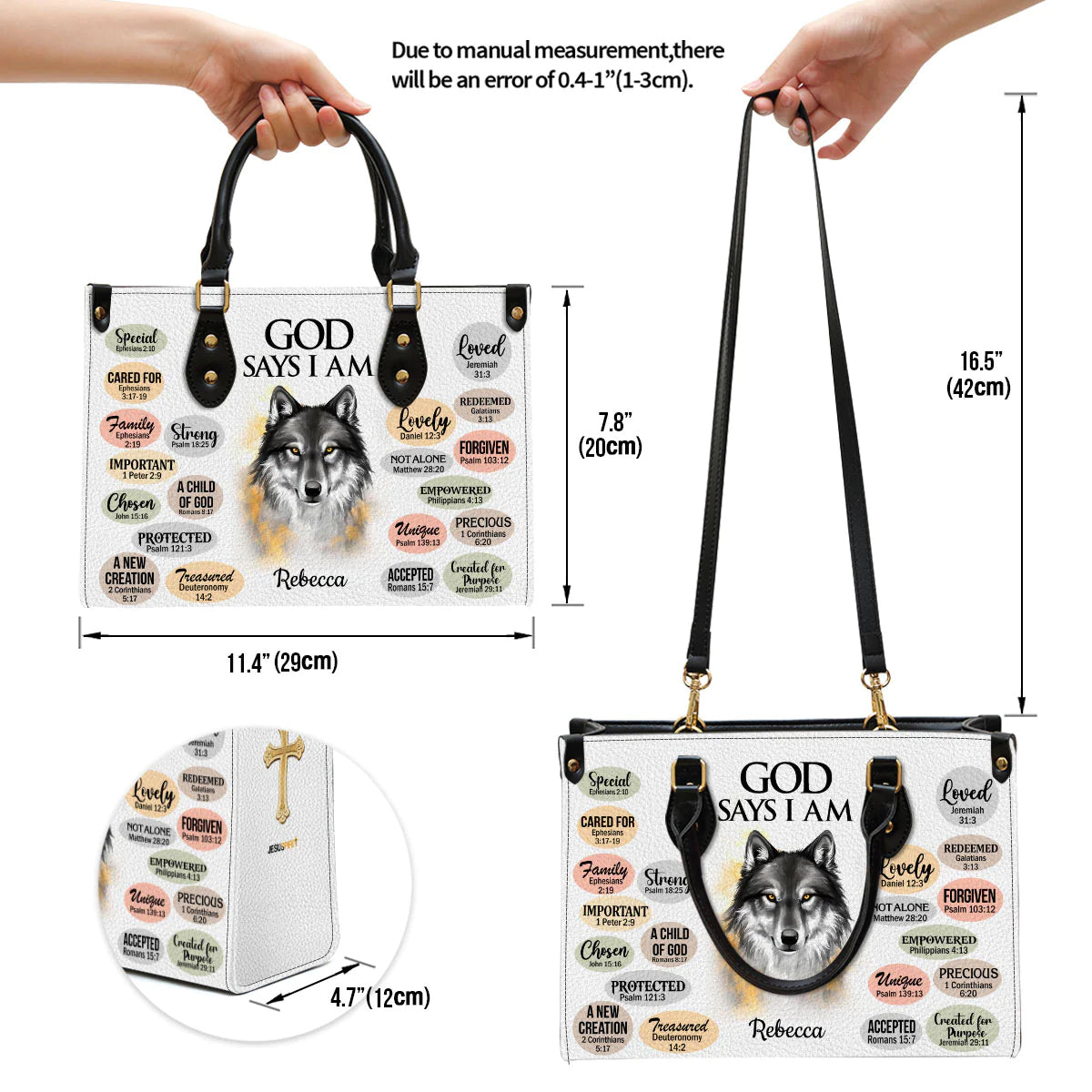 Personalized God Says I Am Leather Tote Bag