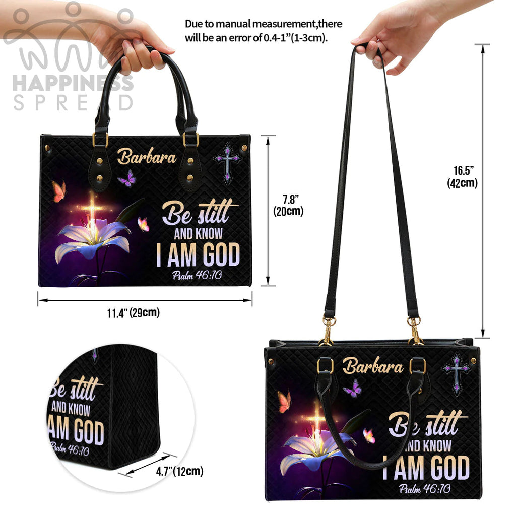 Be Still And Know Personalized Leather Tote Bag
