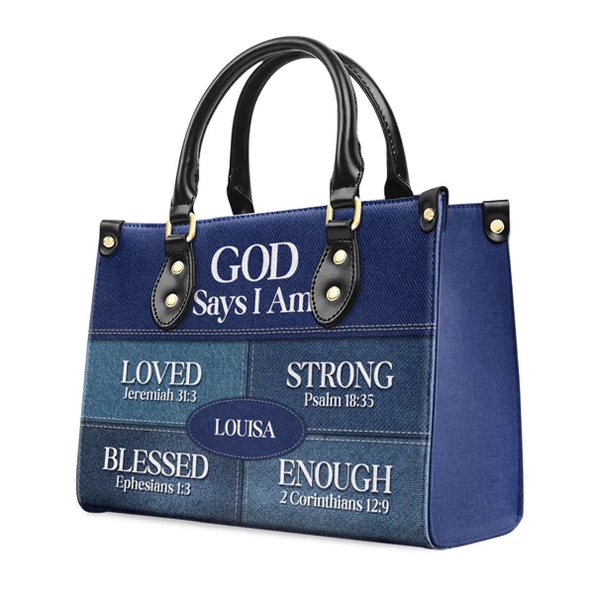 God Says I Am Blessed Leather Tote Bag