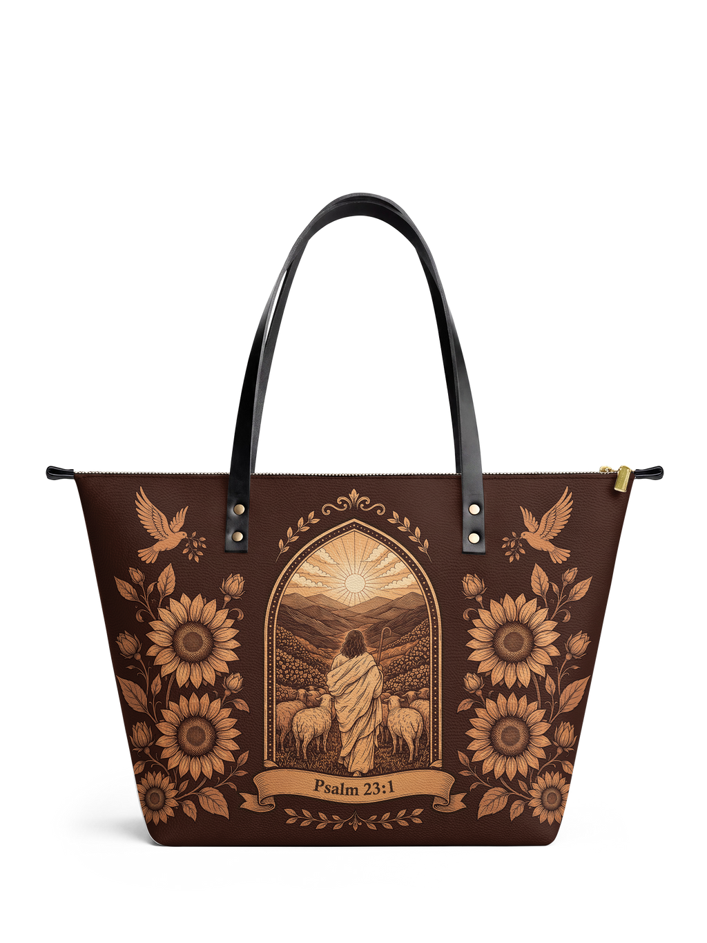 My Shepherd Psalm 23:1 Leather Tote Bag