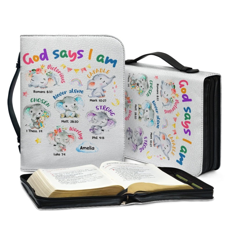 Personalized God Says I Am Elephant Bible Cover