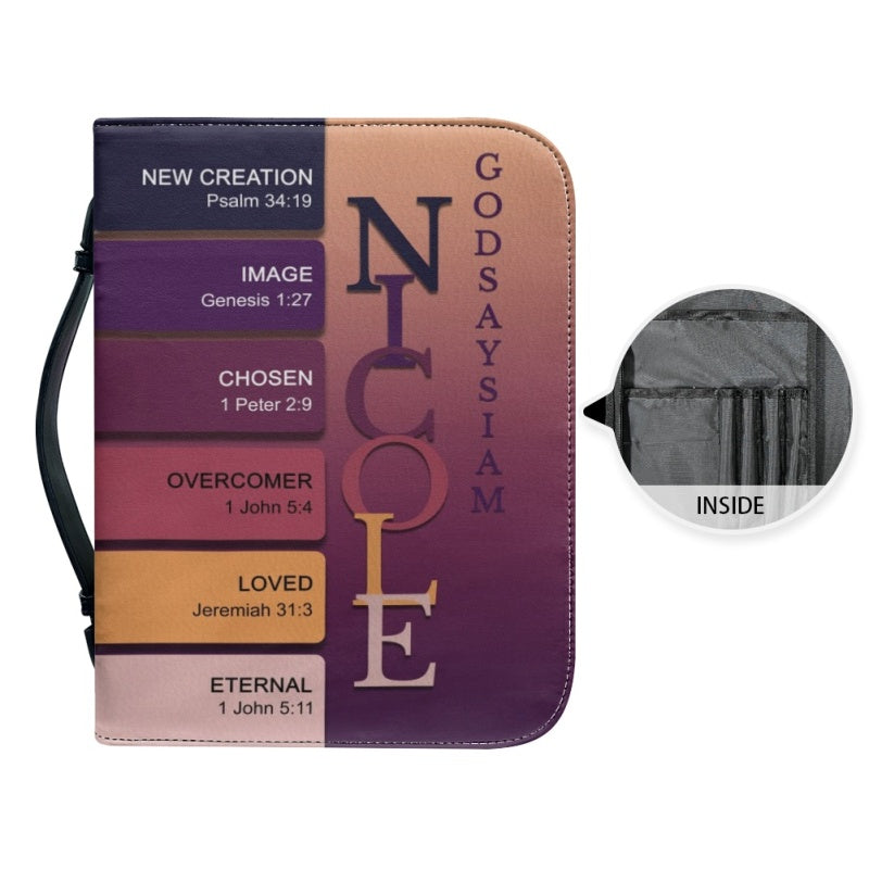 Personalized Name Meaning Dark Purple Bible Cover