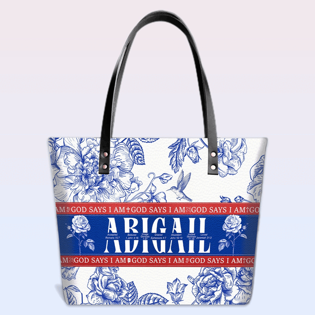 Personalized Bible Verse Leather Tote Bag