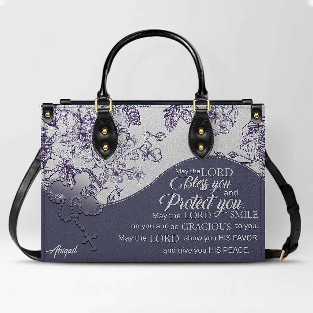 Personalized Christian Floral Leather Handbag