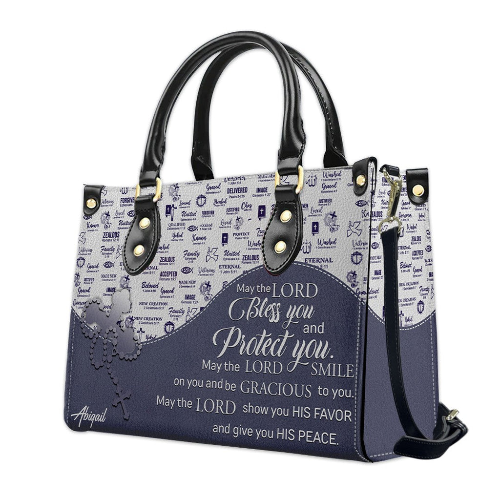 Personalized Christian Floral Leather Handbag