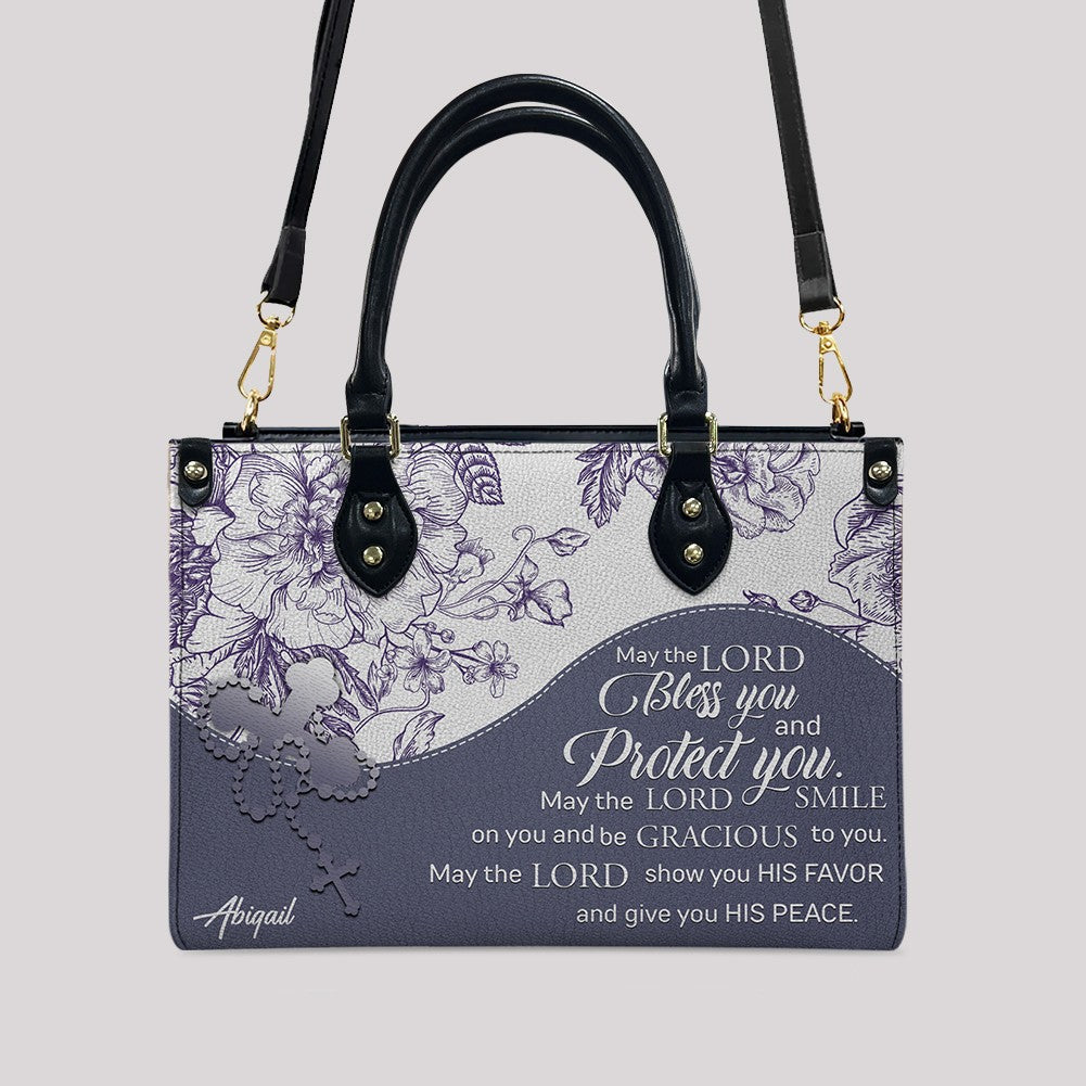 Personalized Christian Floral Leather Handbag