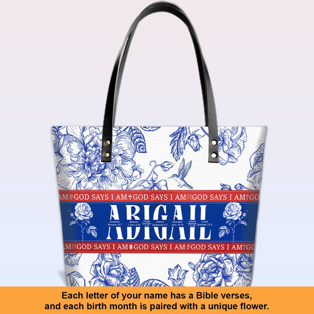 Personalized Bible Verse Leather Tote Bag