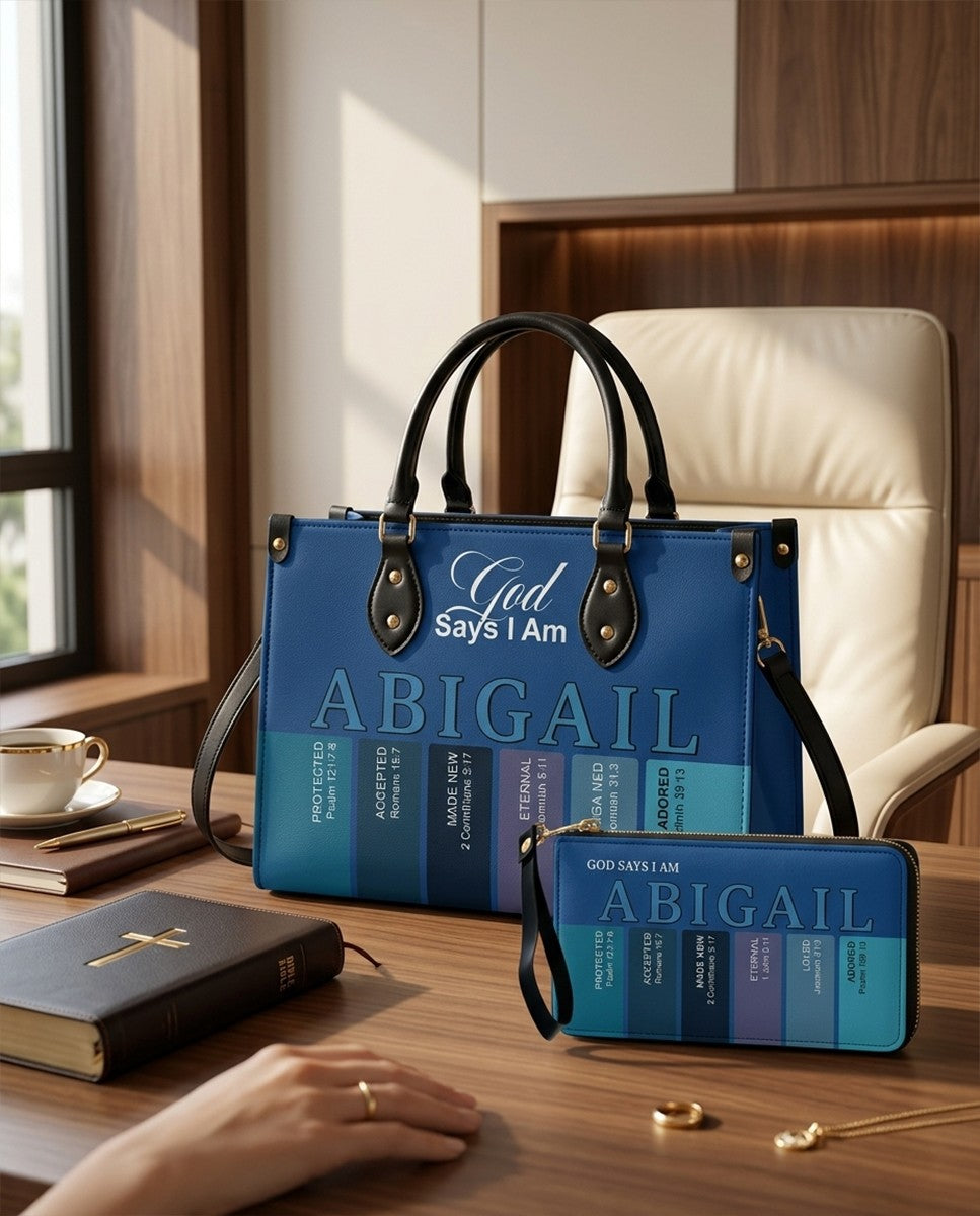 Personalized Bible Verse Leather Handbag Set