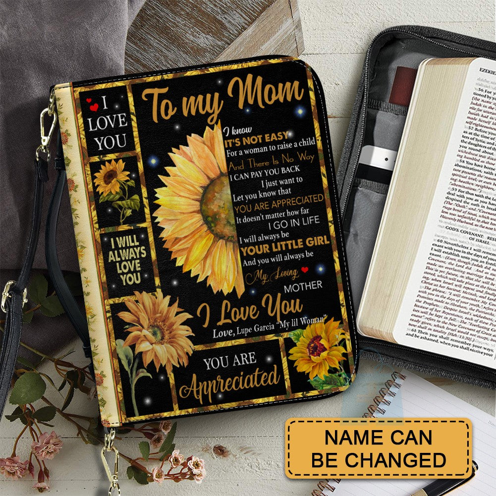 Personalized Sunflower Bible Cover for Mom