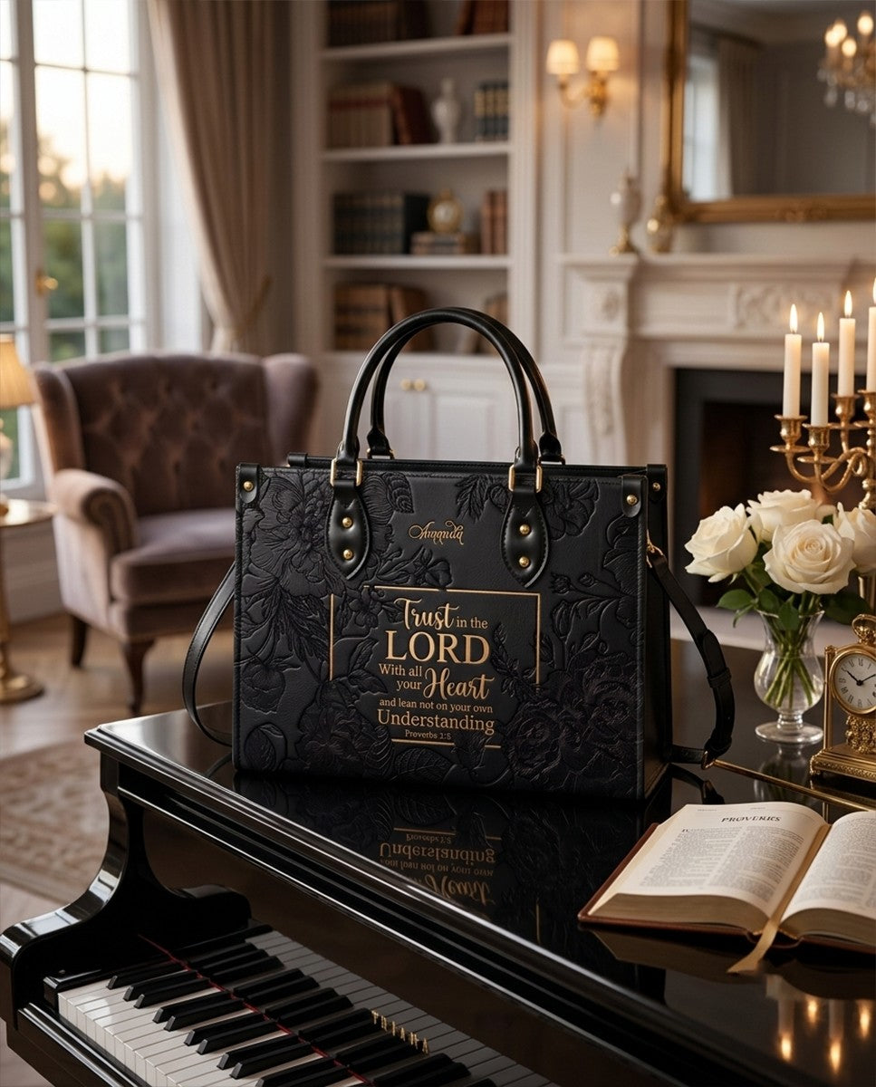 Personalized Christian Bible Verse Leather Tote