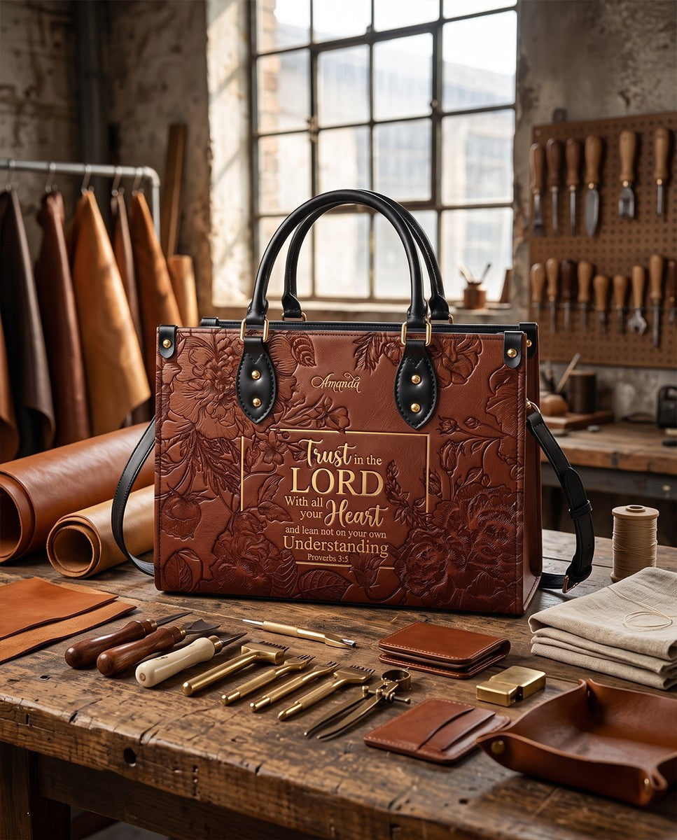 Personalized Christian Bible Verse Leather Tote