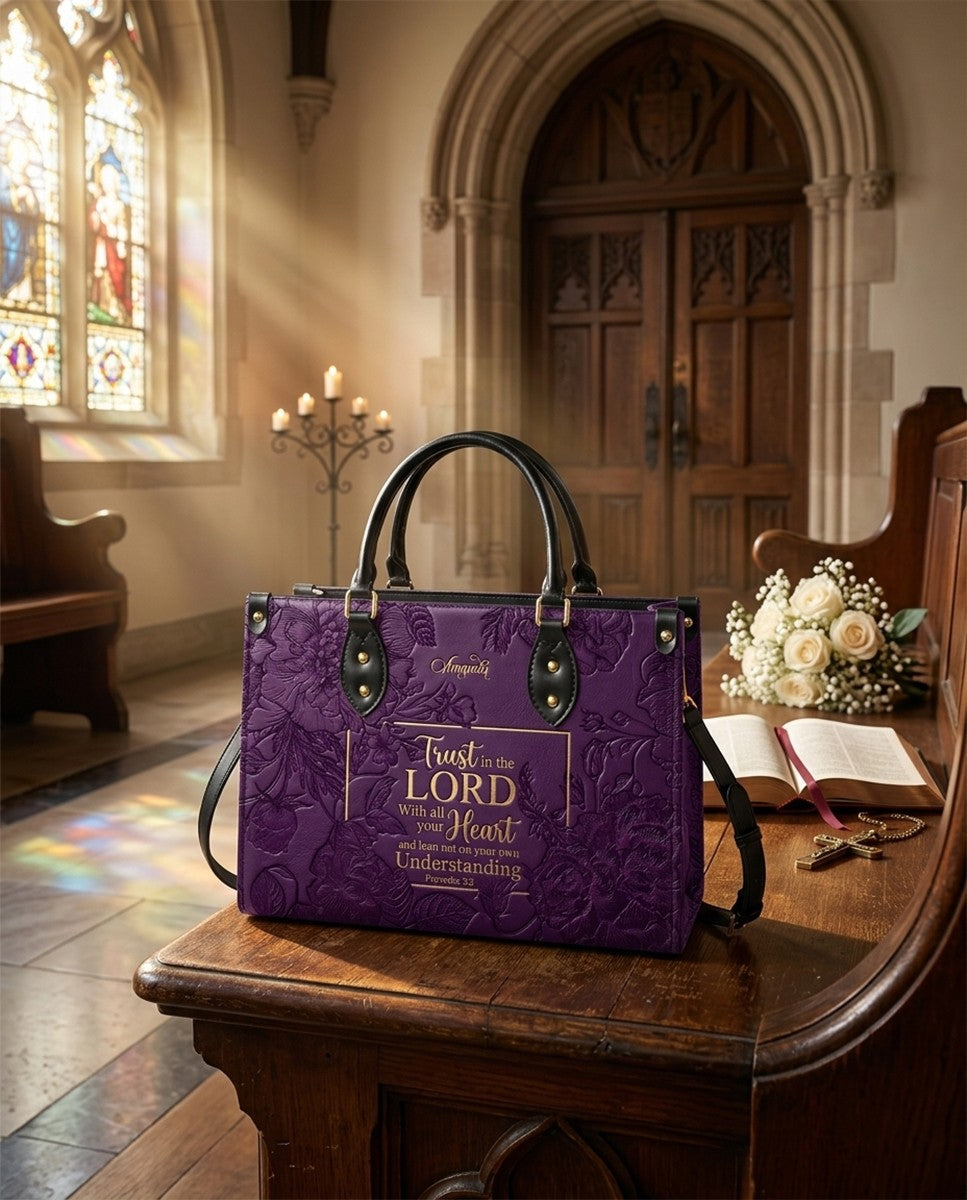 Personalized Christian Bible Verse Leather Tote