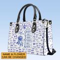 Personalized Christian Birth Flower Leather Tote