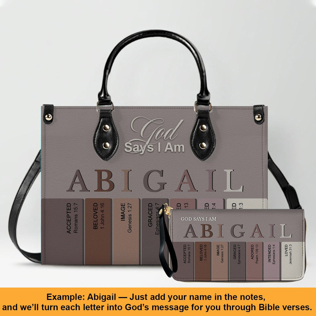 Personalized Bible Verse Leather Handbag Set