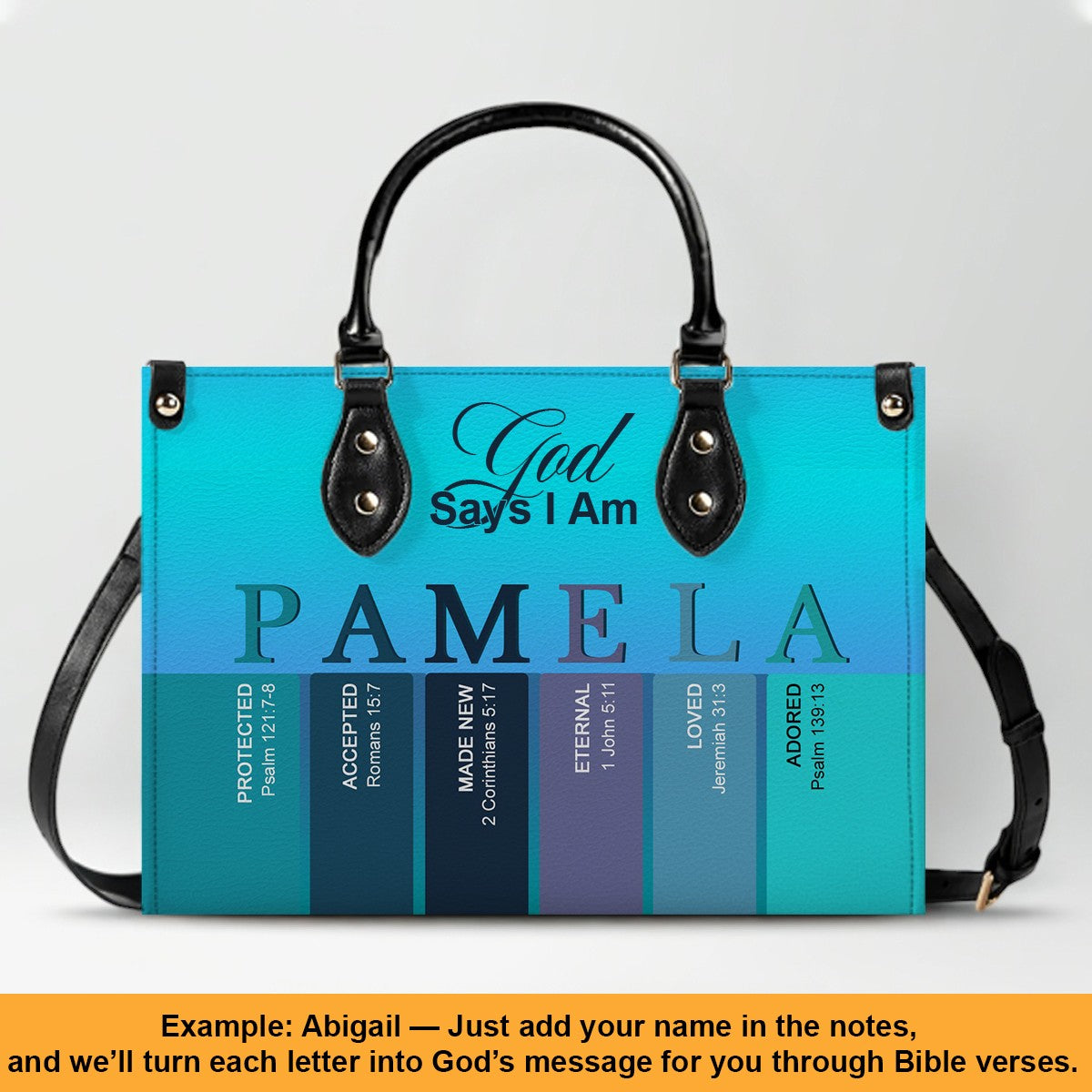 Personalized Bible Verse Leather Handbag
