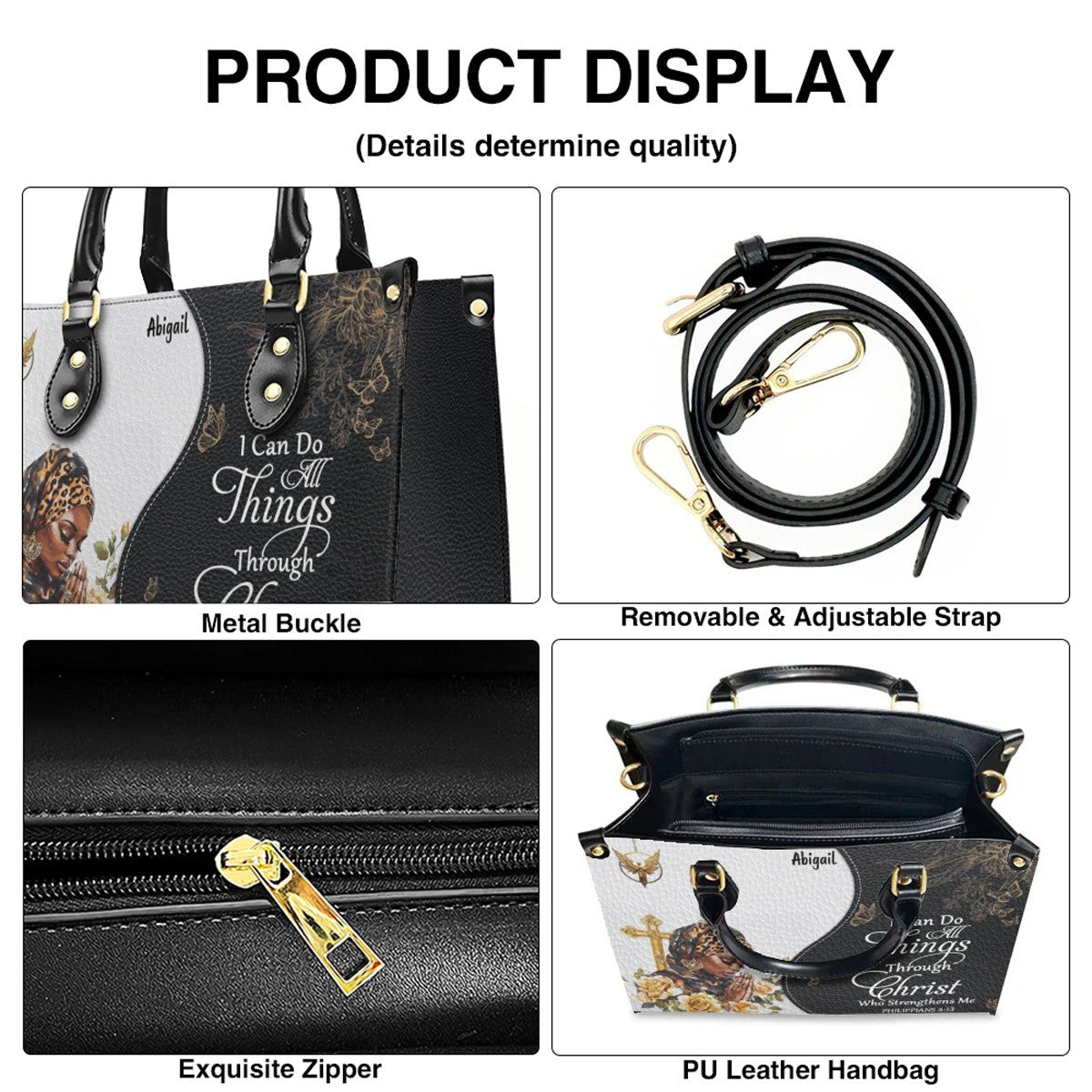 Personalized Christian Bible Verse Leather Handbag