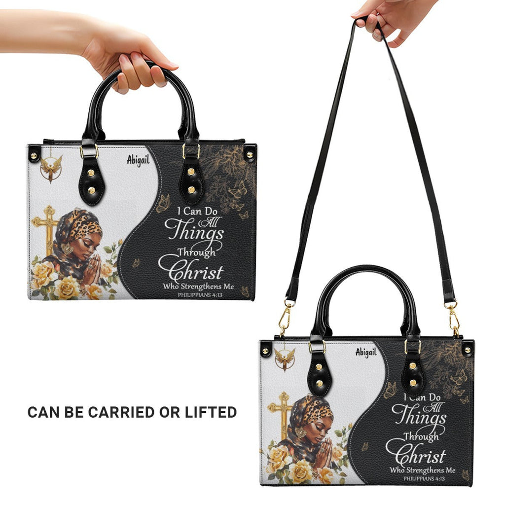 Personalized Christian Bible Verse Leather Handbag