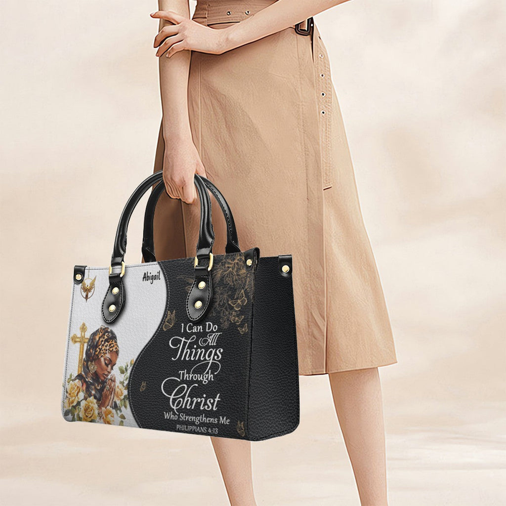 Personalized Christian Bible Verse Leather Handbag
