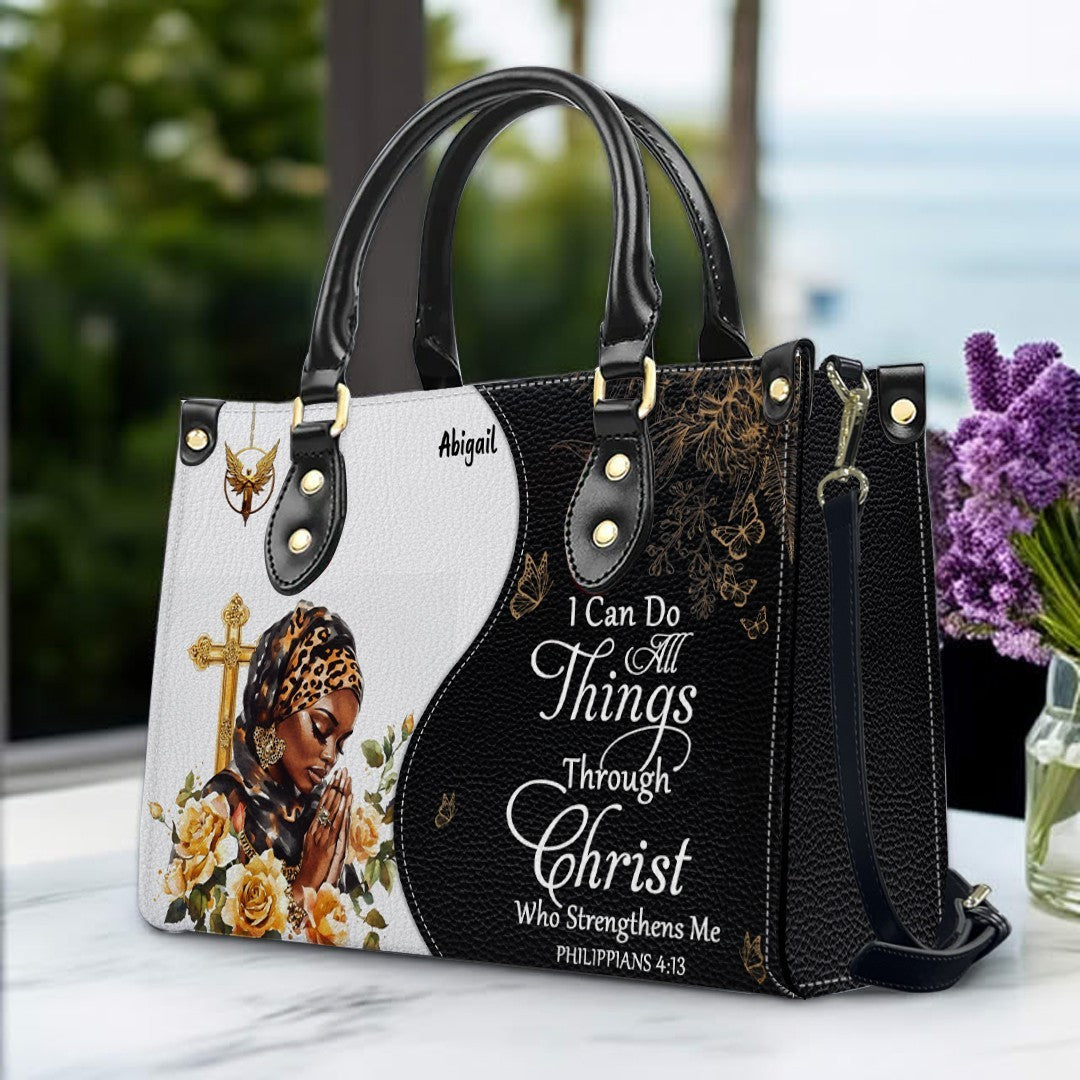 Personalized Christian Bible Verse Leather Handbag