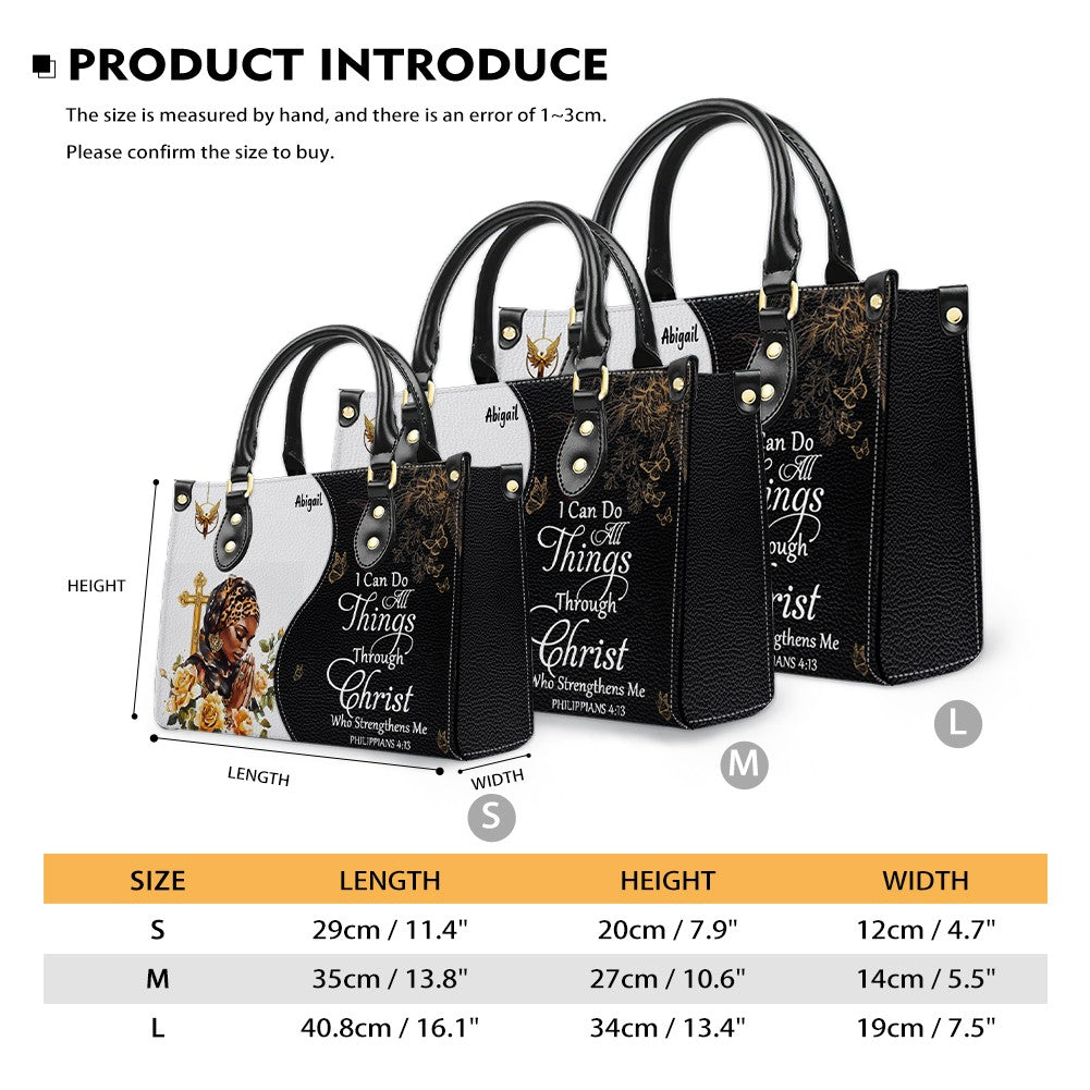 Personalized Christian Bible Verse Leather Handbag