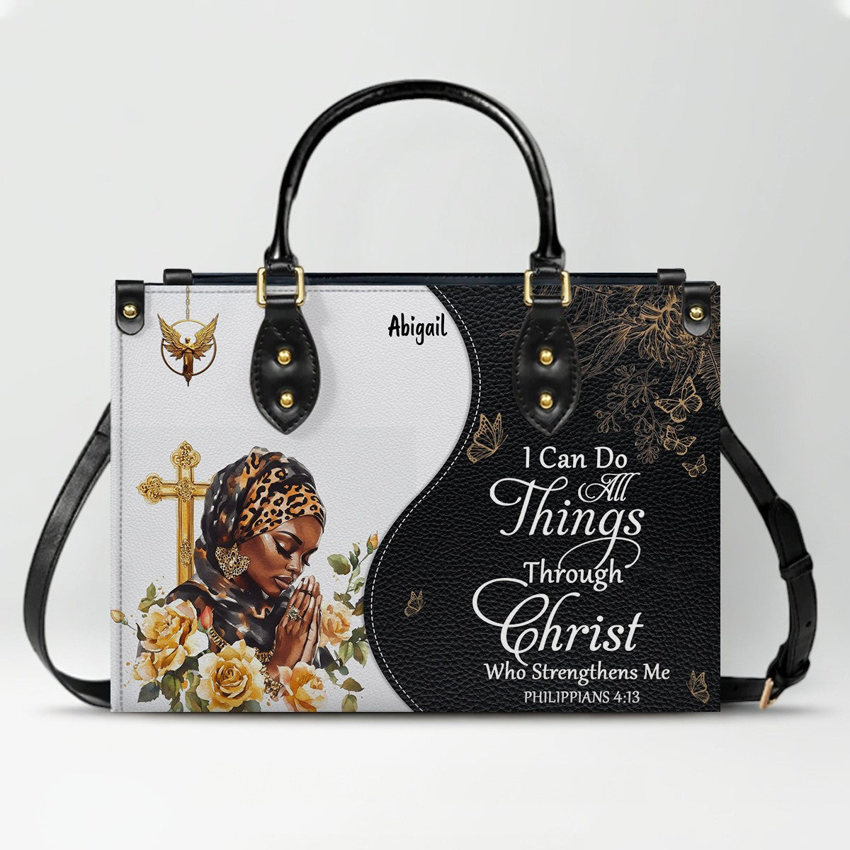 Personalized Christian Bible Verse Leather Handbag