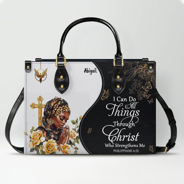 Personalized Christian Bible Verse Leather Handbag