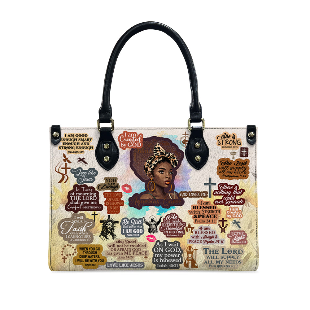 Personalized Black Woman Faith Leather Handbag