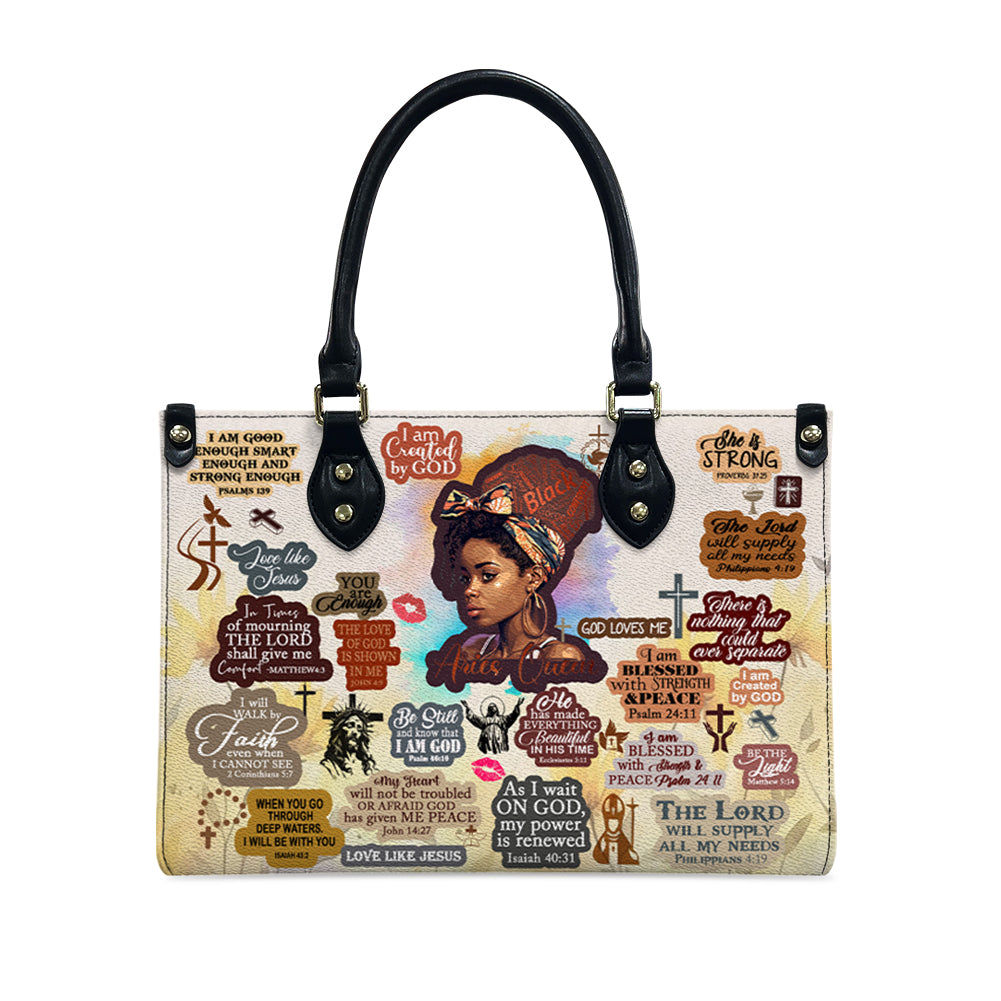 Personalized Black Woman Faith Leather Handbag