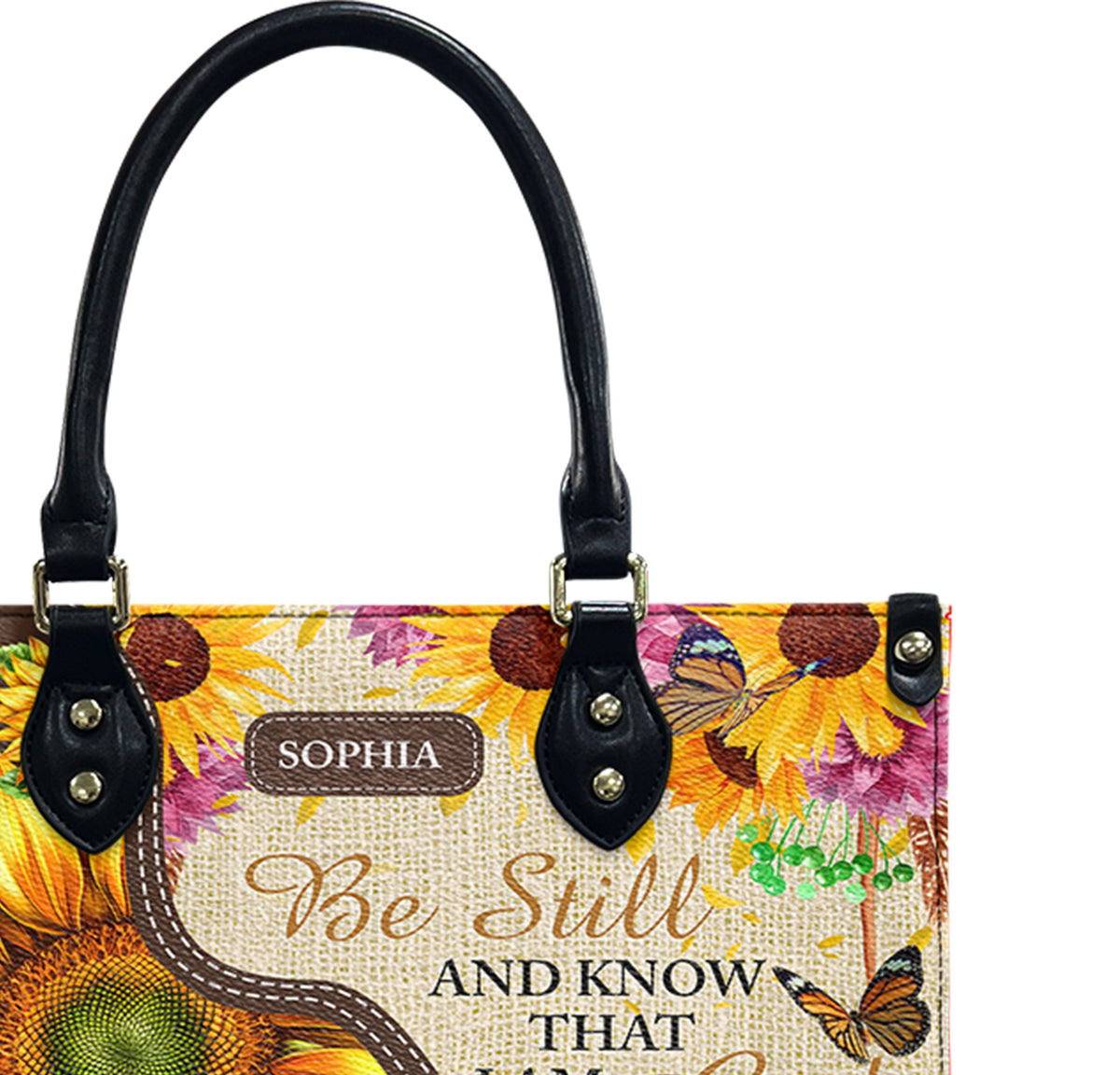 Custom Be Still And Know Leather Handbag