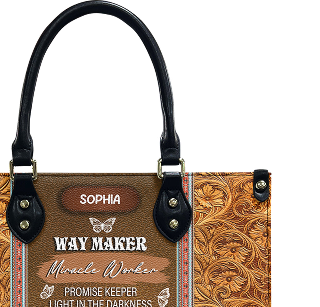 Personalized Way Maker Butterfly Leather Bag