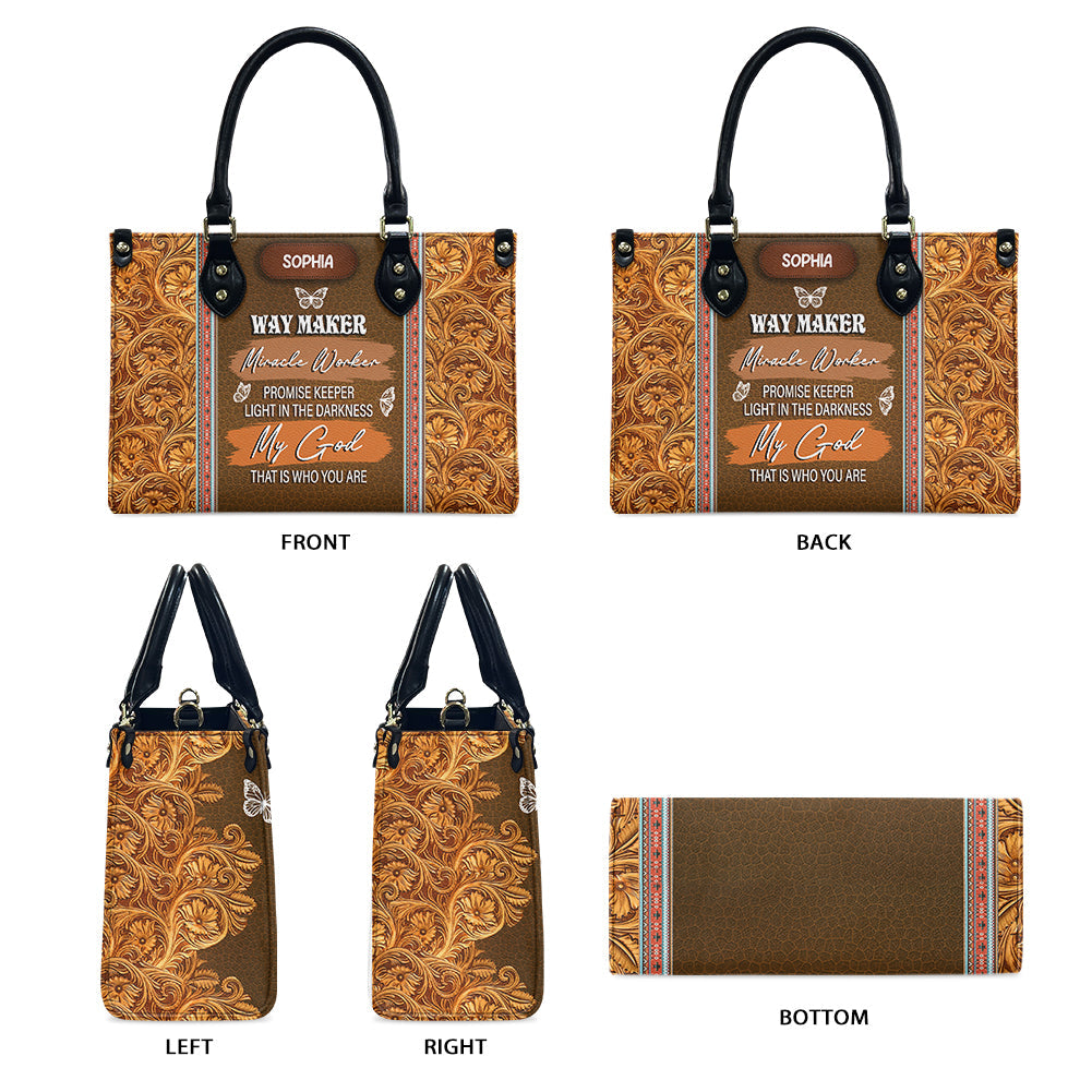 Personalized Way Maker Butterfly Leather Bag