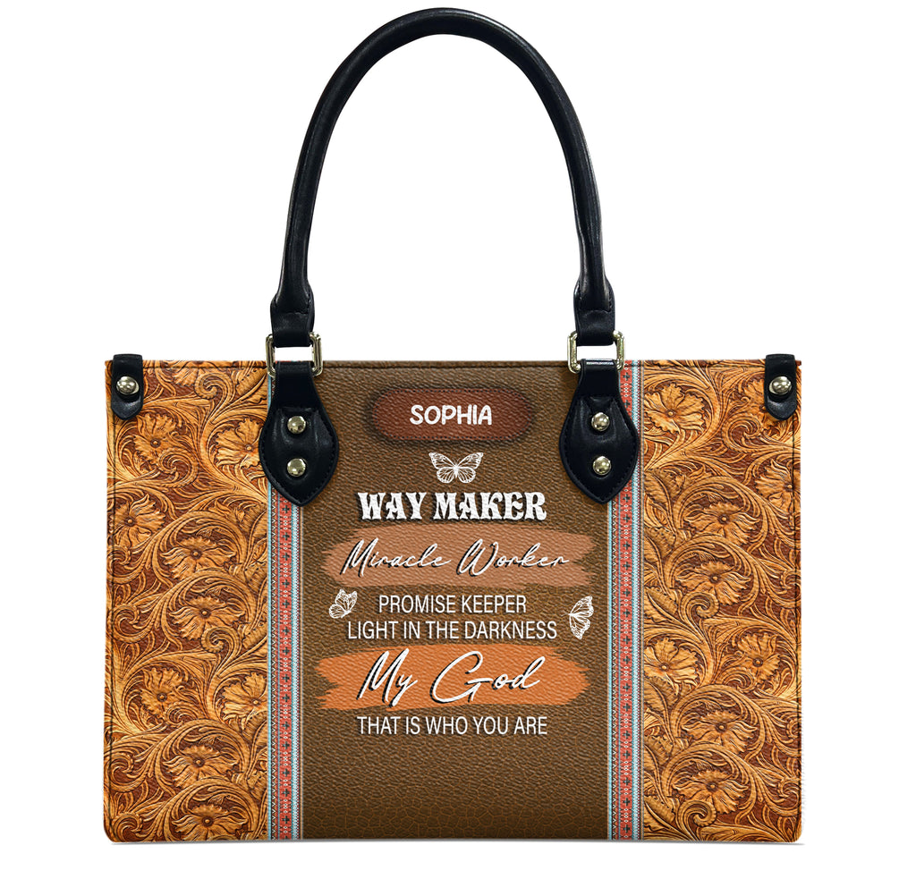 Personalized Way Maker Butterfly Leather Bag