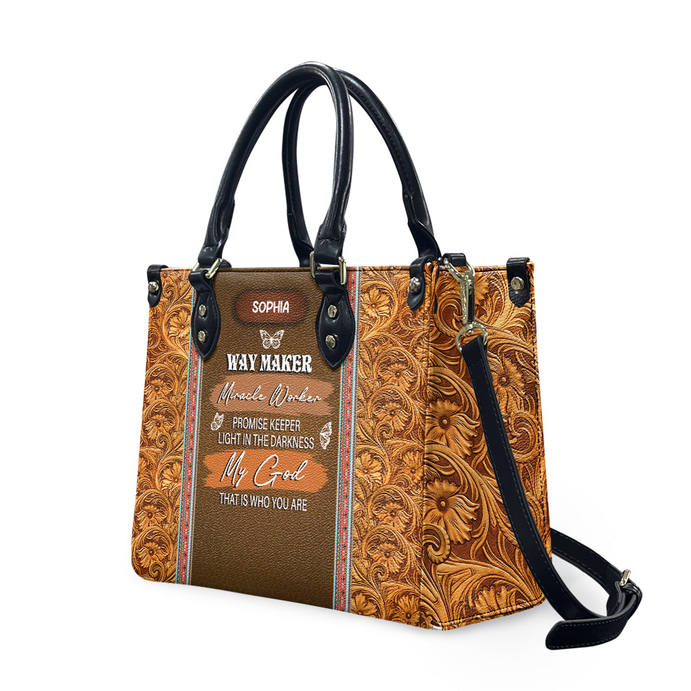 Personalized Way Maker Butterfly Leather Bag