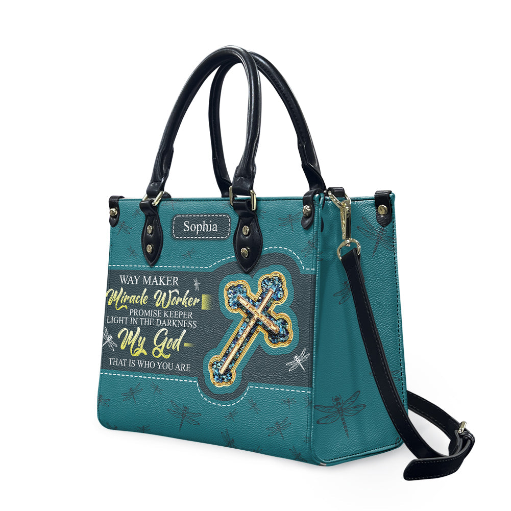 Personalized Way Maker Dragonfly Leather Handbag