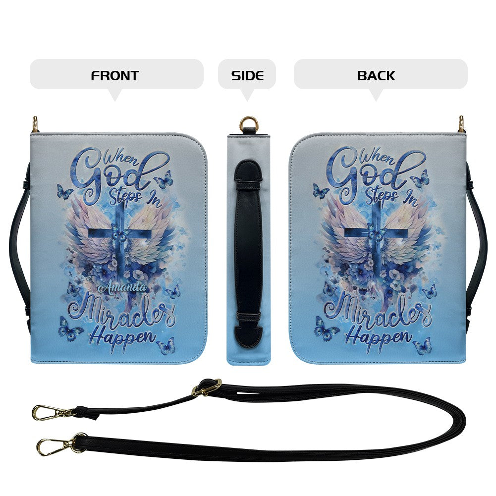 Personalized When God Steps In Blue Bible Cover
