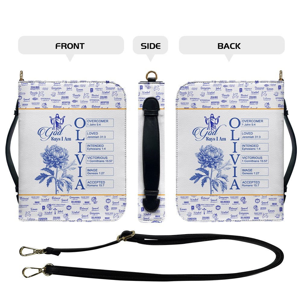 Personalized Birth Flower Leather Bible Cover