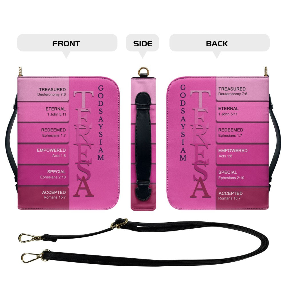 Personalized Pink Name Meaning Bible Cover