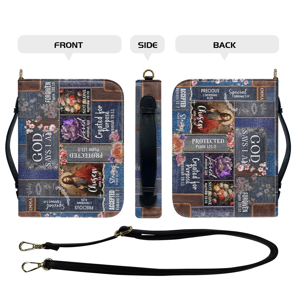 Personalized God Says I Am Leather Bible Cover