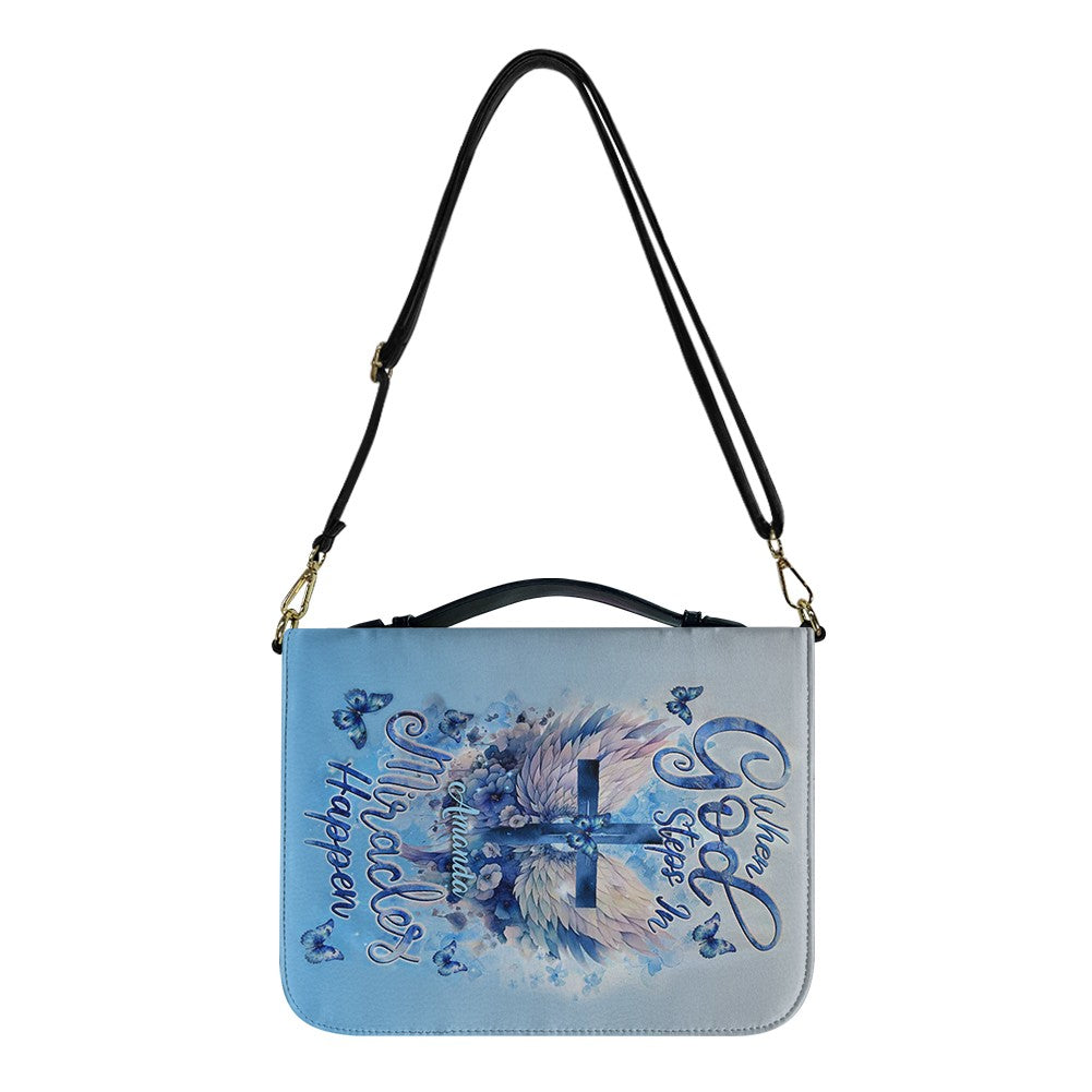 Personalized When God Steps In Blue Bible Cover