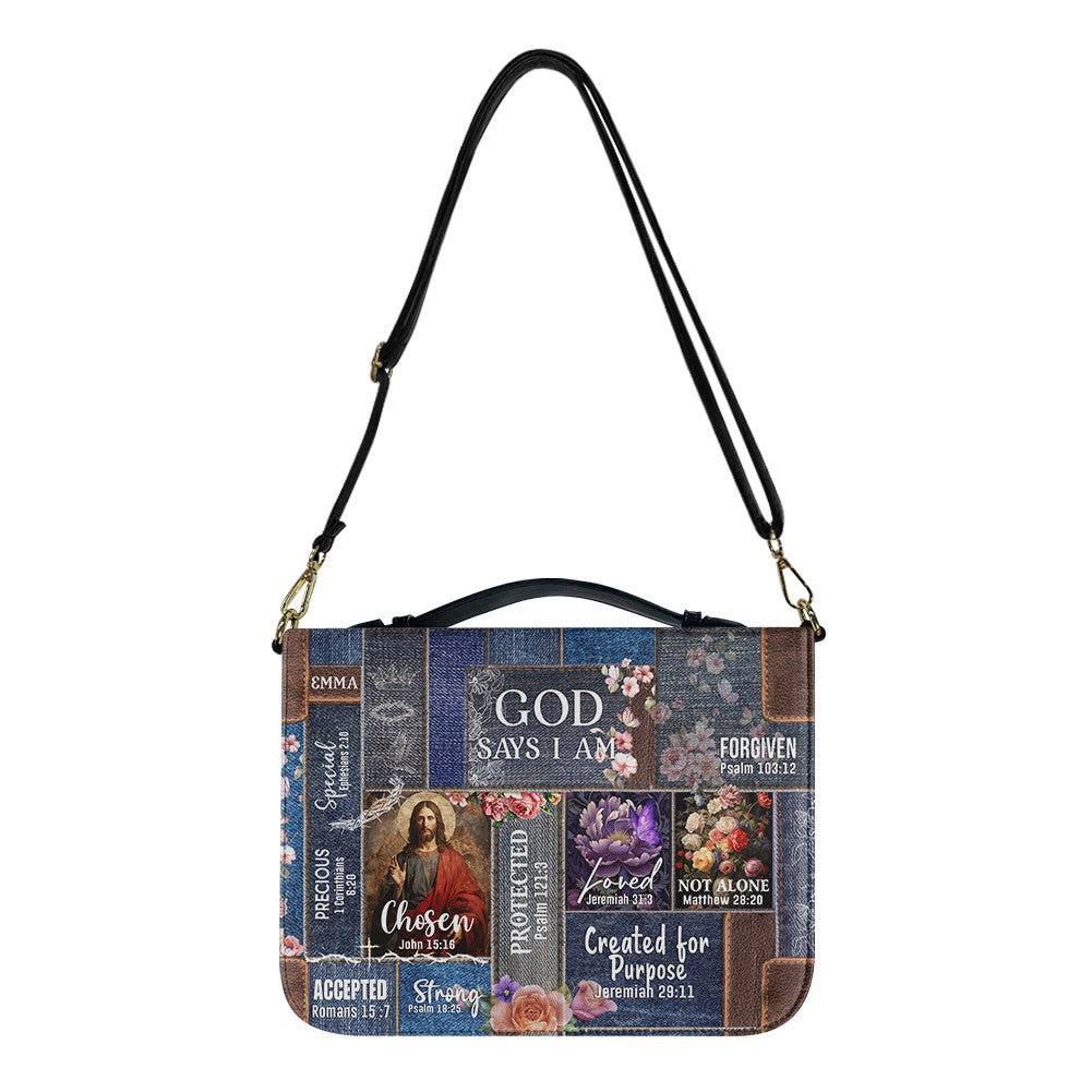 Personalized God Says I Am Leather Bible Cover