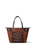 Believe Philippians 4:13 Leather Tote Bag