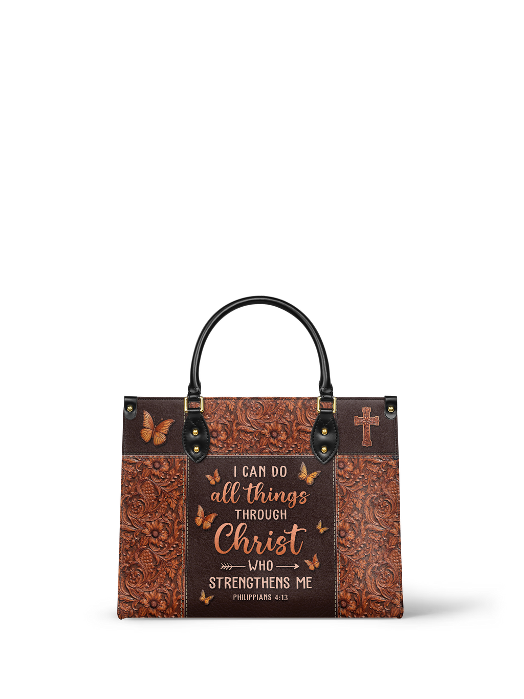 Believe Philippians 4:13 Leather Handbag