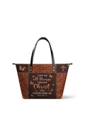Believe Philippians 4:13 Leather Tote Bag
