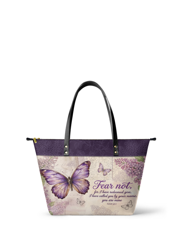 Beloved Isaiah 43:1 Leather Tote Bag