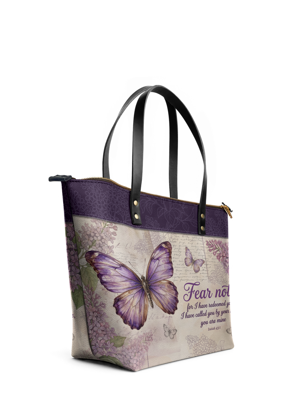 Beloved Isaiah 43:1 Leather Tote Bag