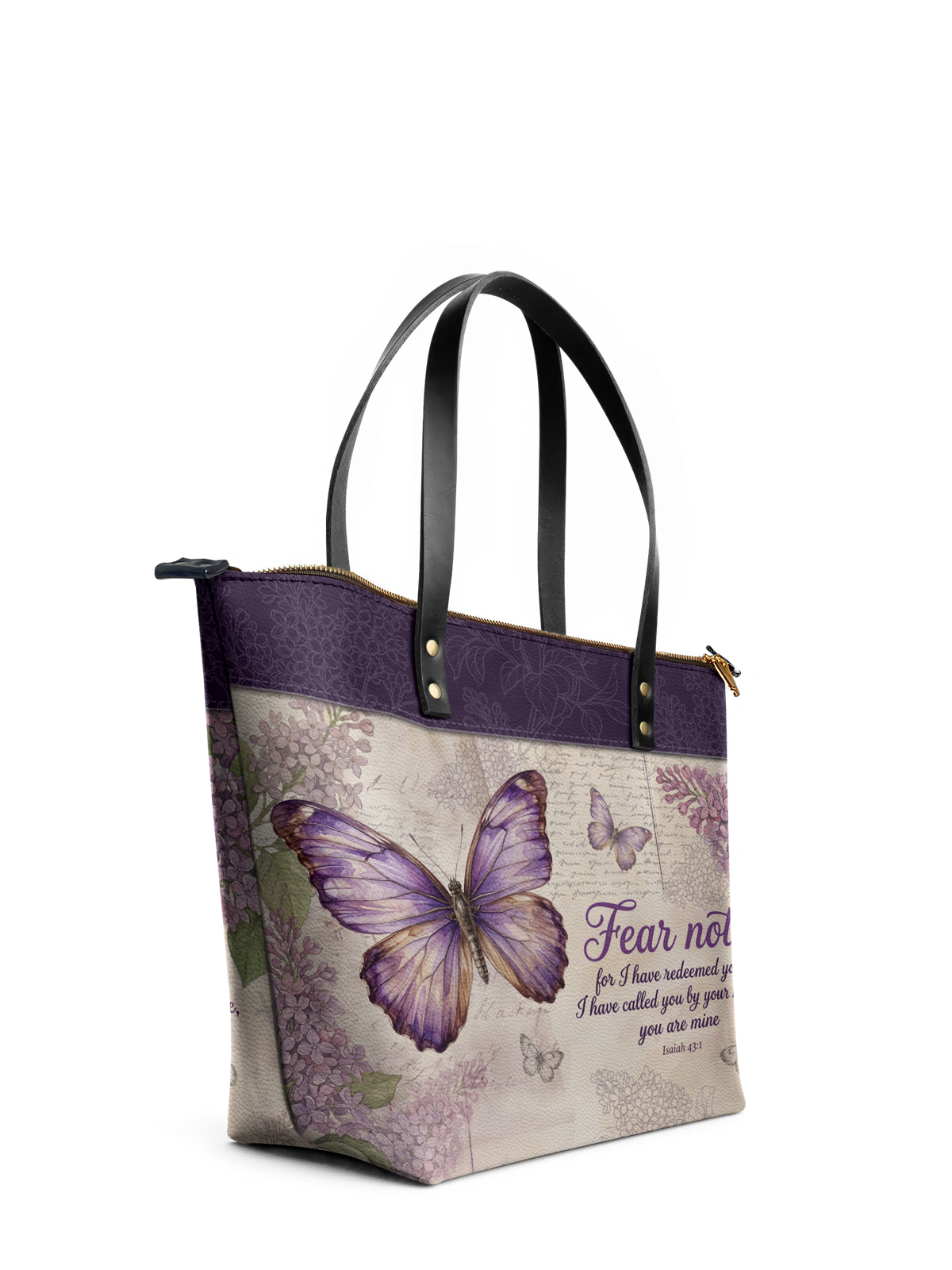 Beloved Isaiah 43:1 Leather Tote Bag