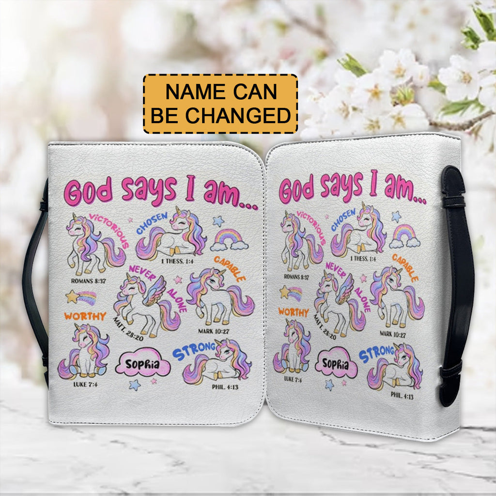 Personalized Pink Unicorn Bible Cover for Kids