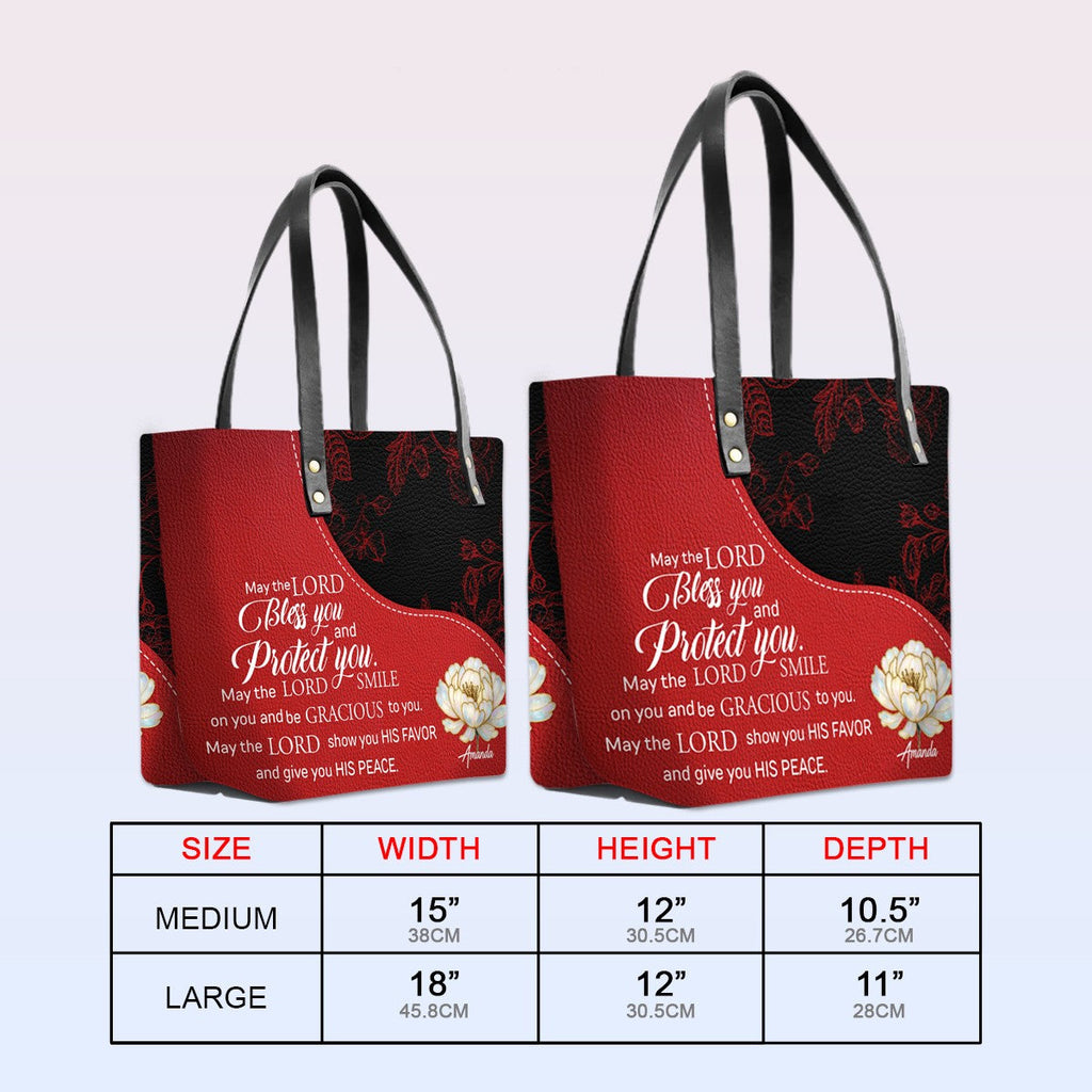 Personalized Christian Red Leather Tote Bag