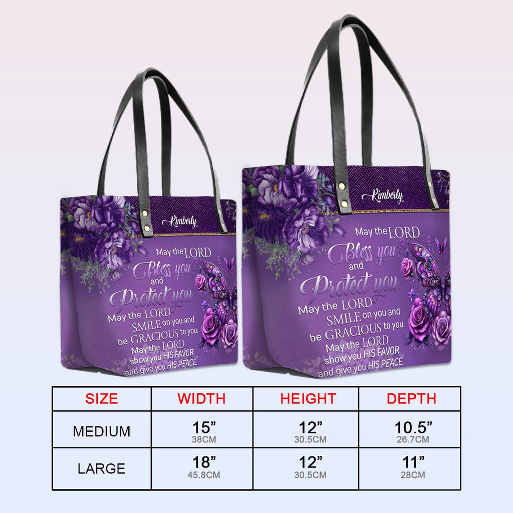 Personalized Bible Verse Leather Tote Bag